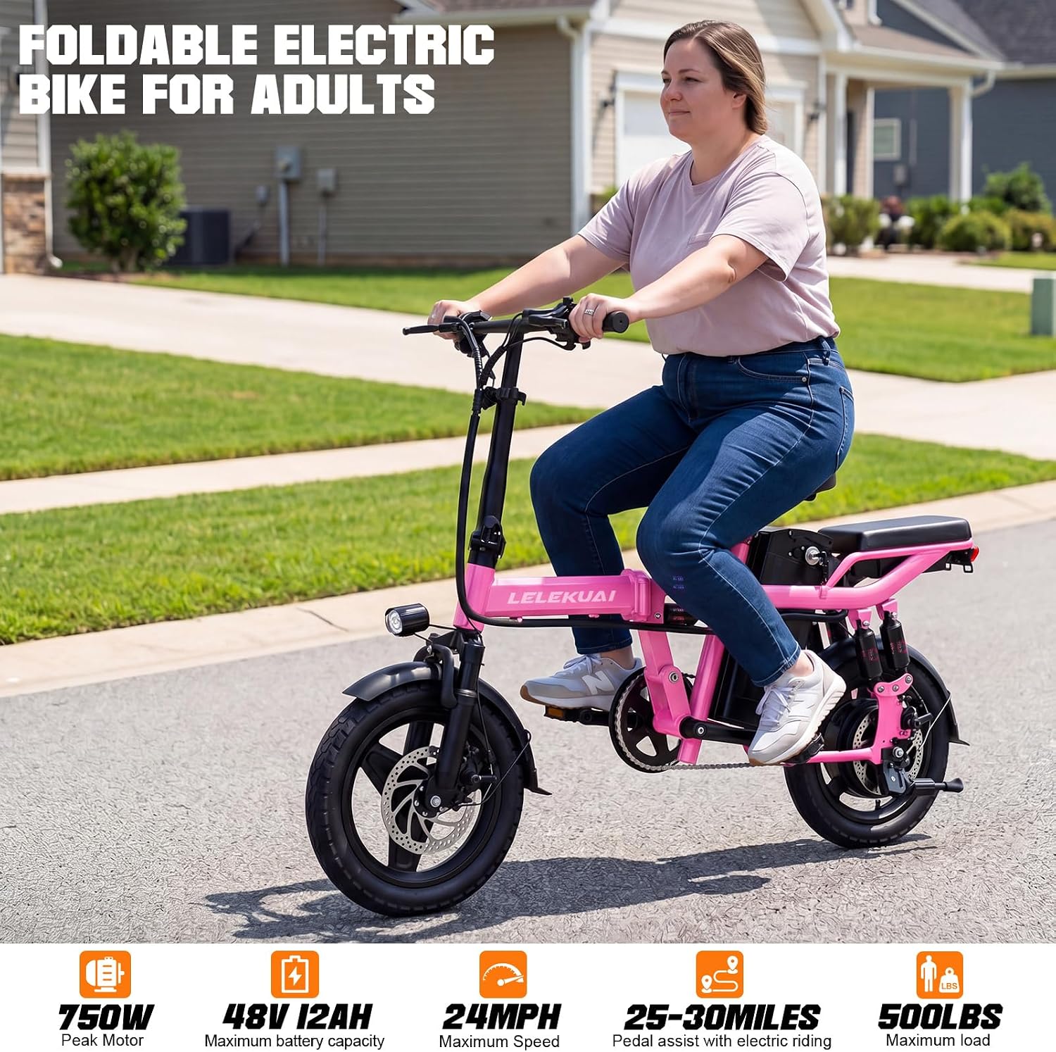 LELEKUAI Electric Bike for Adults, 1200W Peak Motor Commuter Ebike, 20-28MPH Speed, 32 Miles Range, Removable Waterproof Battery, Dual Disc Brakes Electric Bicycle, UL 2849 Certified