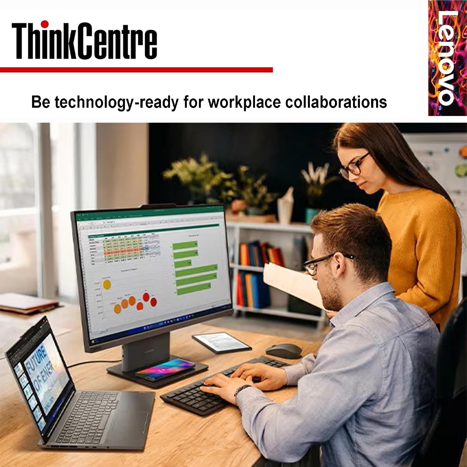 Lenovo ThinkCentre All-in-One Computer | Intel 10-core i7 Processor (4.9GHz) | 16GB DDR5 RAM, 512GB SSD | 24'' Full HD Display | Wi-Fi 6 | Bluetooth | USB-C | HDMI in&Out | KB&Mouse | Windows 11 Pro