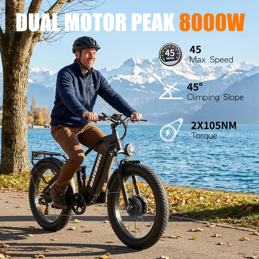 Peak 8000w Electric Bike for Adults, 60V Battery Ebike, Fat Tire & Long Range Electric Bicycles, 210Nm Mountain Bike Full Suspension, Hydraulic Brake Electric Bicycle