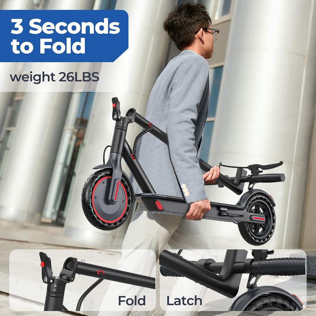 Maxshot Electric Scooter, 8.5' /10' /14' Tire, 16/19/22 Mph Top Speed, 12/16/21/27/28/49/50 Miles Long Range, Folding Escooter for Adults and Kids with Seat Bag, Dual Braking, Dual Suspension, App
