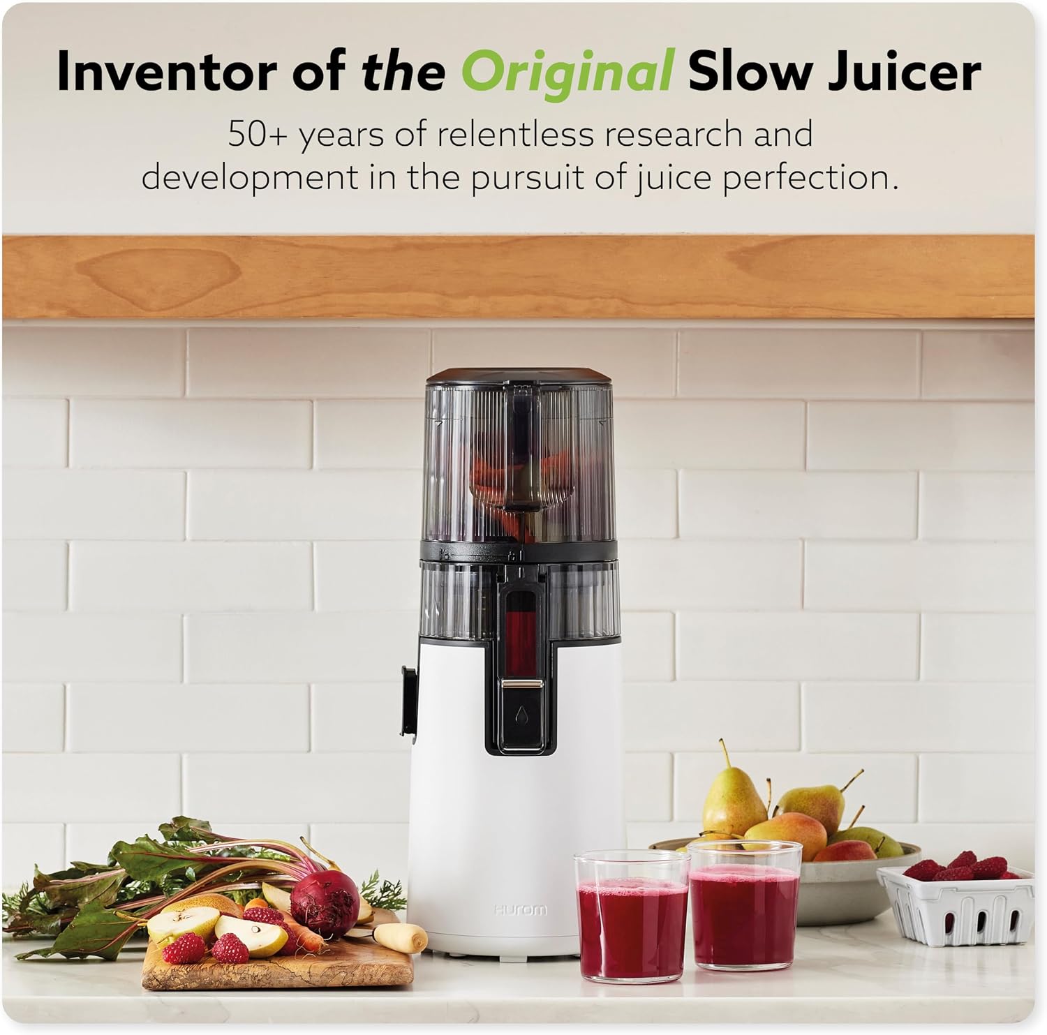 Hurom H70 Cold Press Juicer Machine, Easy to Clean Masticating Slow Juicer, Ideal Balance of Size and Function, Compact, Strainer Free, Self Feeding, Hands Free, with Wide Mouth Hopper (Black)