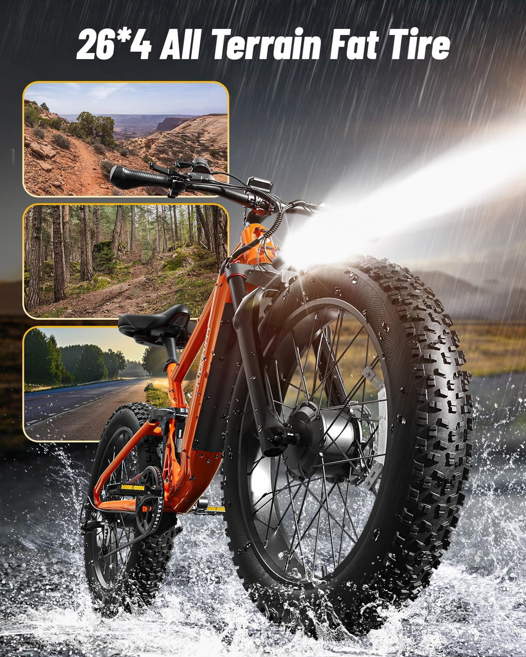 PUCKIPUPPY Dual Motor Electric Bike for Adults 1600W, 48V 20AH Battery with Torque Sensor, Full Suspension, 26' Fat Tire, 28MPH, 80 Mile Range, 8 Speed Mountain Electric Bicycle Golden Retriever Pro