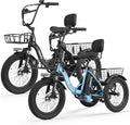 ESKUTE E Trike Electric Bike, Peak 1200W Brushless Motor Folding Trike 18X3.0 Fat Tire Ebike, 624Wh Removable Battery, Step-Thru 3 Wheel Electric Bicycle, Up to 55 Miles, 18MPH+ Tricycle for Adults