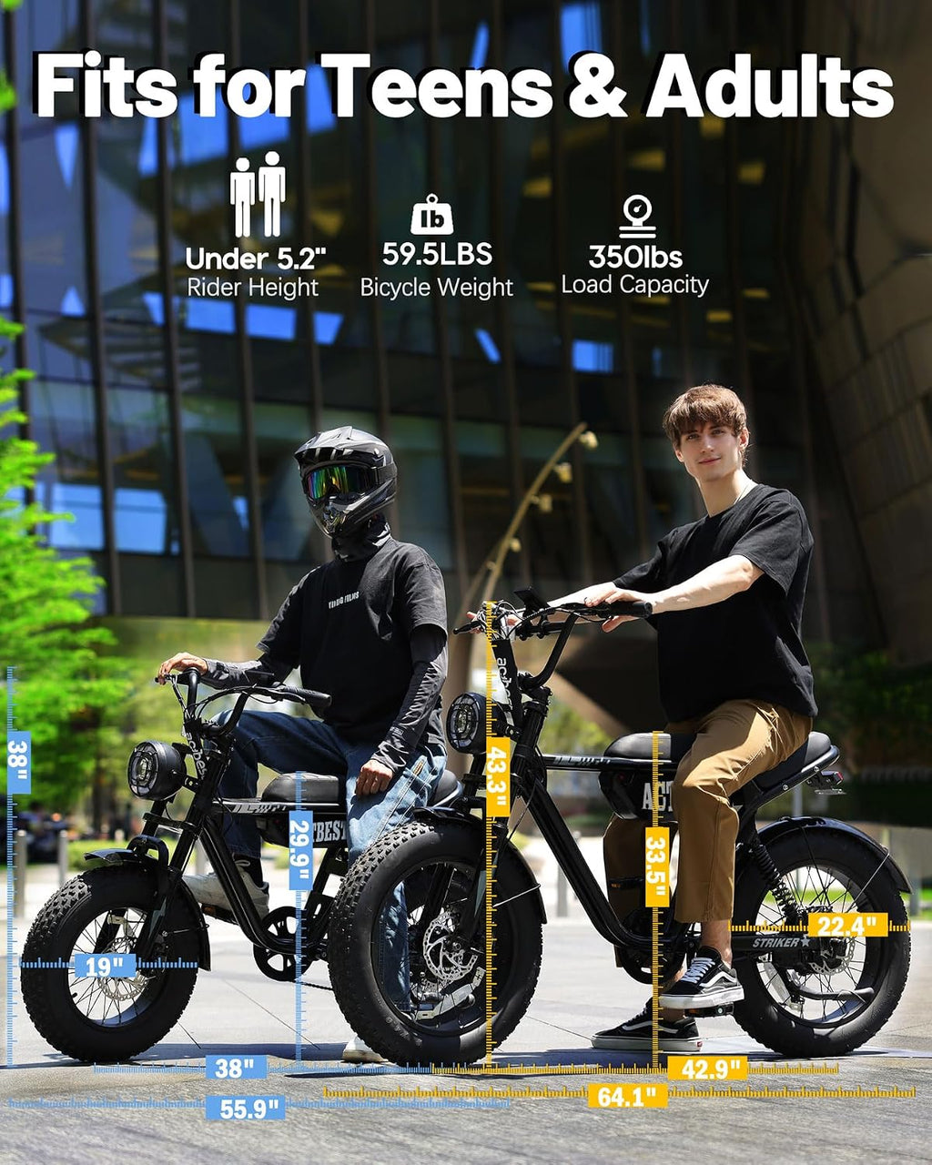 ACTBEST 16'/20'/26' Fat Tire Electric Bike for Adults/Teens, 1200W/1500W Peak Motor, 25MPH/28MPH & 55-75 Miles Long Range, Full Suspension All-Terrain eBike for Mountain,Snow,Sand