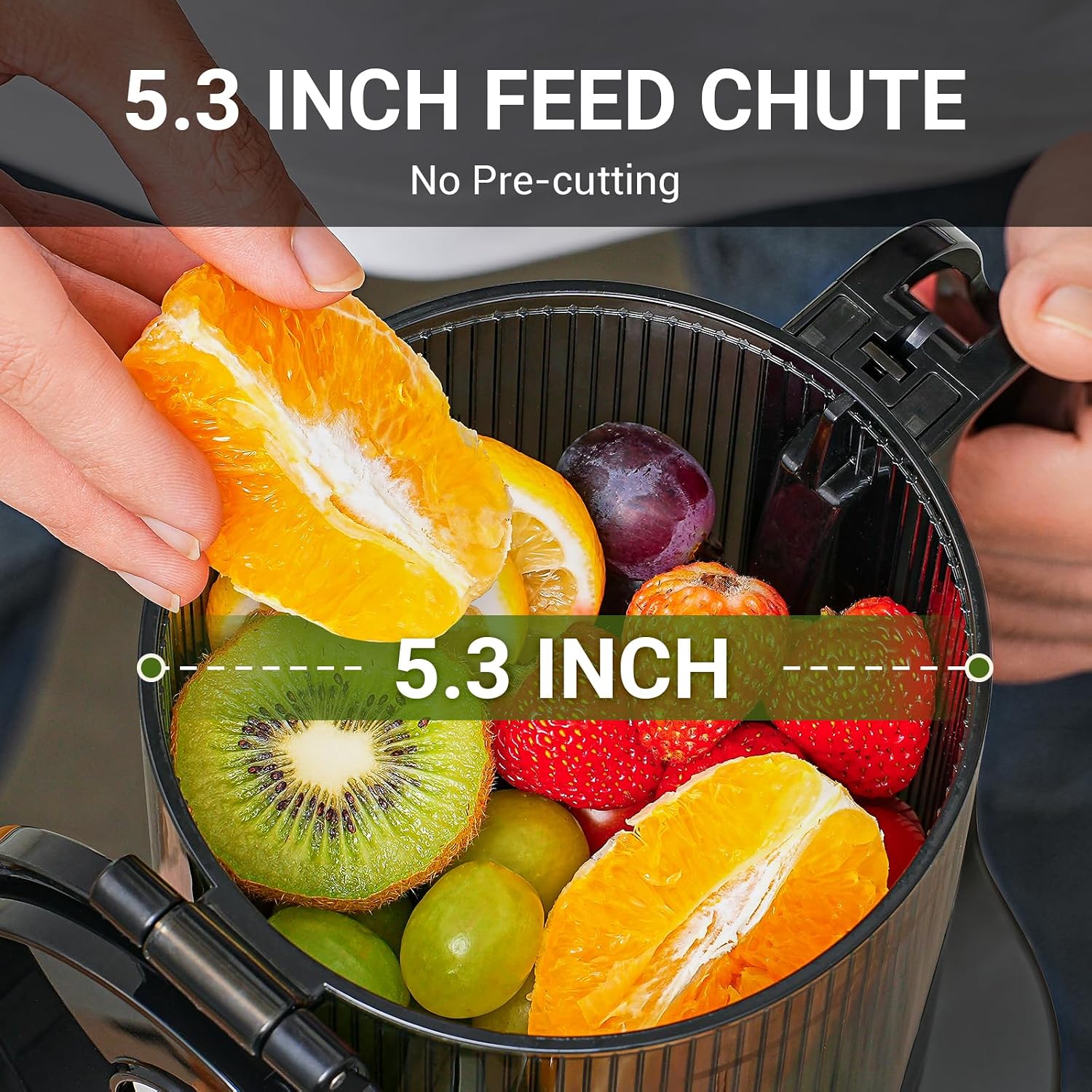 AMZCHEF Juicer Machines, 5.8' Extra Self-Feeding Cold Press Juicer for Whole Vegetable & Fruit, Juice Extractor Machine with Large Auger & Triple Strainers, Easy to Clean, High Juice Yield