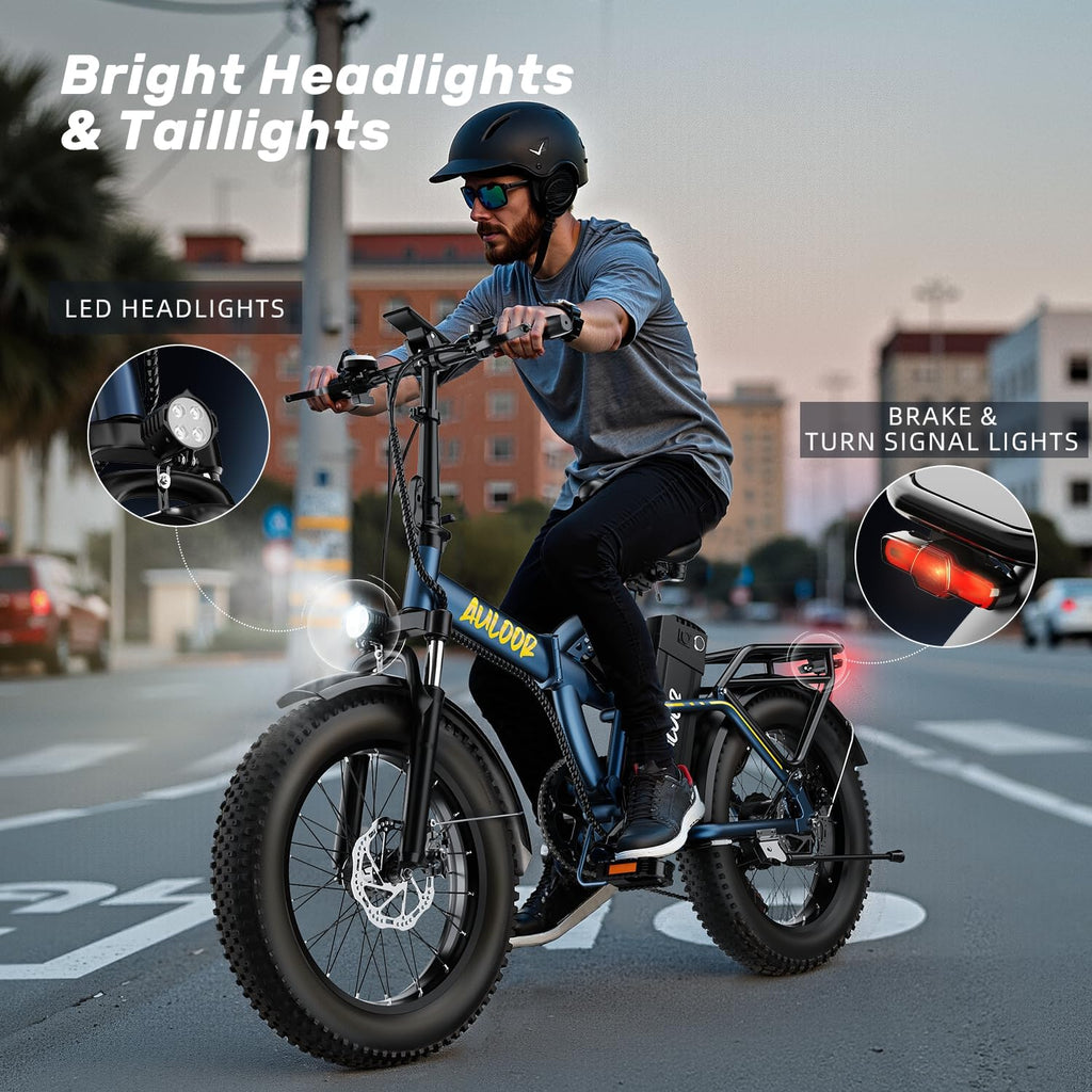 Folding Electric Bike for Adults and Seniors, 1000W Motor 48V 20AH Battery 30MPH 80 Miles, 20' Fat Tire All Terrain Ebike, 7-Speed Commuter E Bike, Step-Thru Electric Bicycle for Women and Teens
