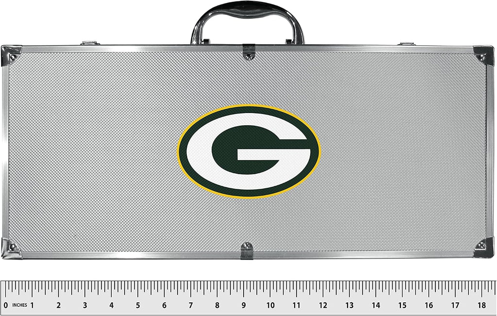 NFL Siskiyou Sports Fan Shop Green Bay Packers Steel Tailgater BBQ Set w/Case 8 piece Gray
