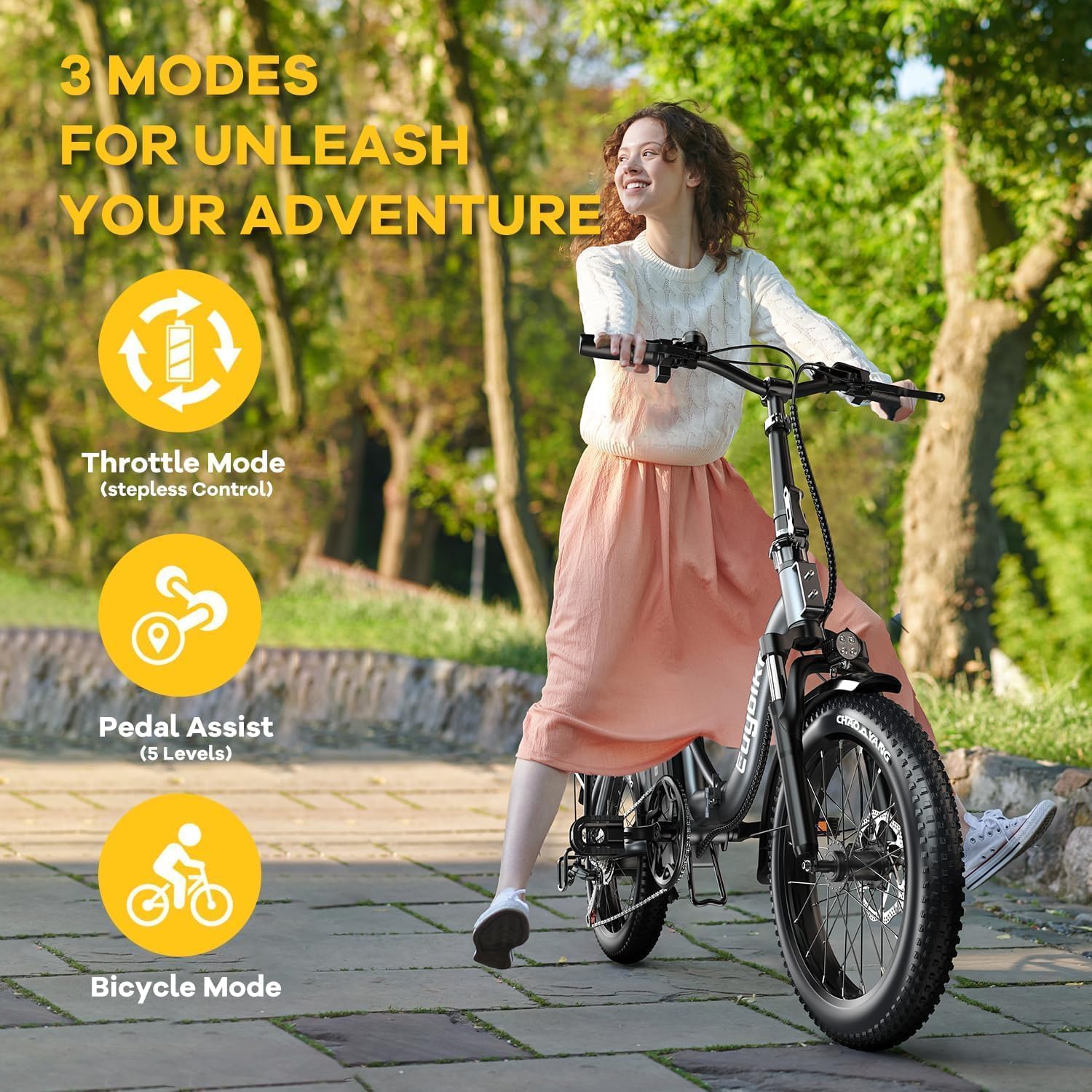 bluebiko 1000W Folding Electric Bike, 48V 20AH Removable Battery E Bike, 70 Miles Max Range, 20' Fat Tire Adults Electric Bike,7-Speed Ebike for City Commuting,Off-Roading,Mountain