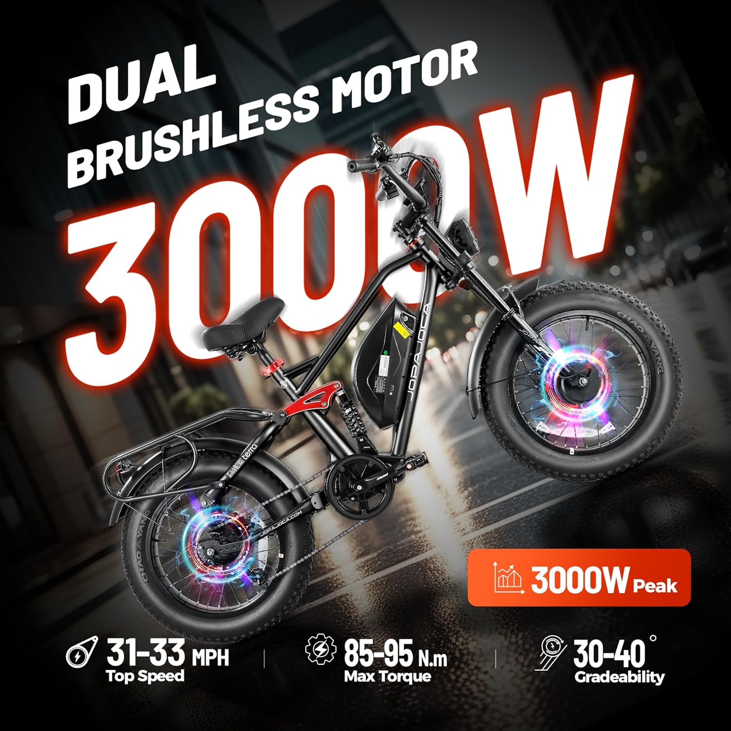 eAhora Terra/Luna 2 Dual Motor 33-31Mph Electric Bike for Adults 3000W/1500W Ebike with Removable 48V 20Ah/15Ah Battery 20'' * 4.0 Fat Tire All Terrain Ebikes, SHM 7-Speed Gear Electric Bicycle