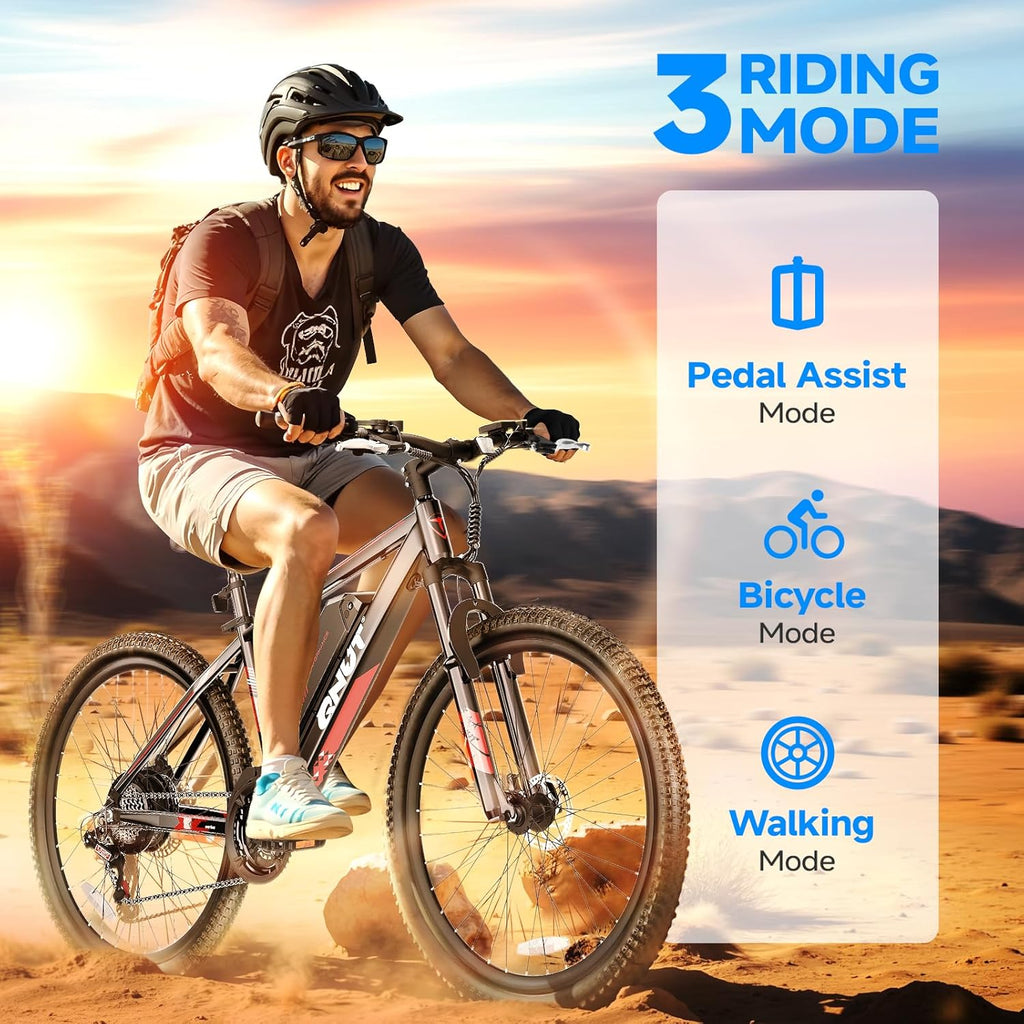 Totem Electric Bike for Adults, 750W Peak 26' Ebike for Men Women Teens with 375WH Babttery 21 Speed 20Mph, Up to 40Miles Front Suspension, Commuting E-Bike Mountain Bicycle
