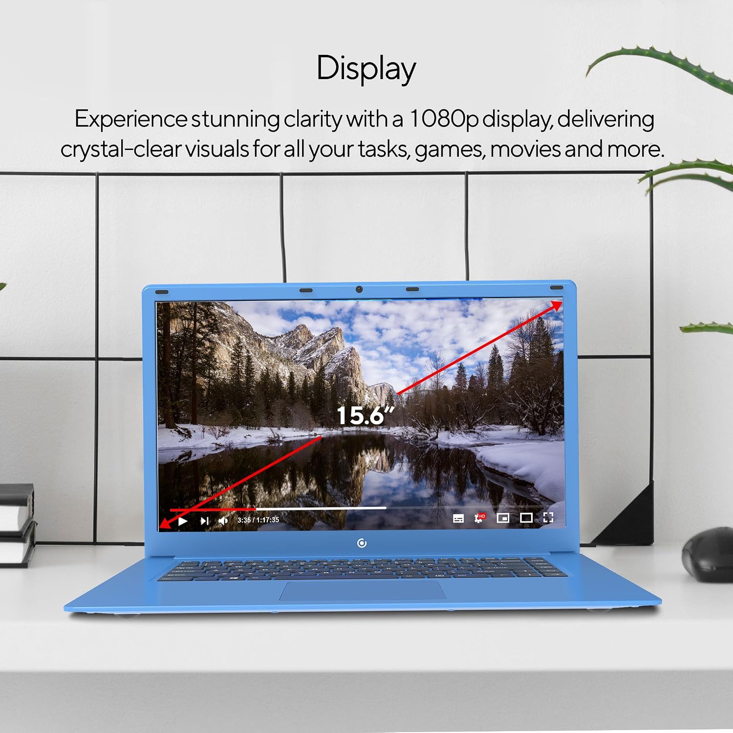 15.6″ Full HD Laptop – Intel Celeron N4020, 4 GB RAM, 64 GB SSD, Windows 11, Dual USB, Mini HDMI, Lightweight & Budget-Friendly - Blue