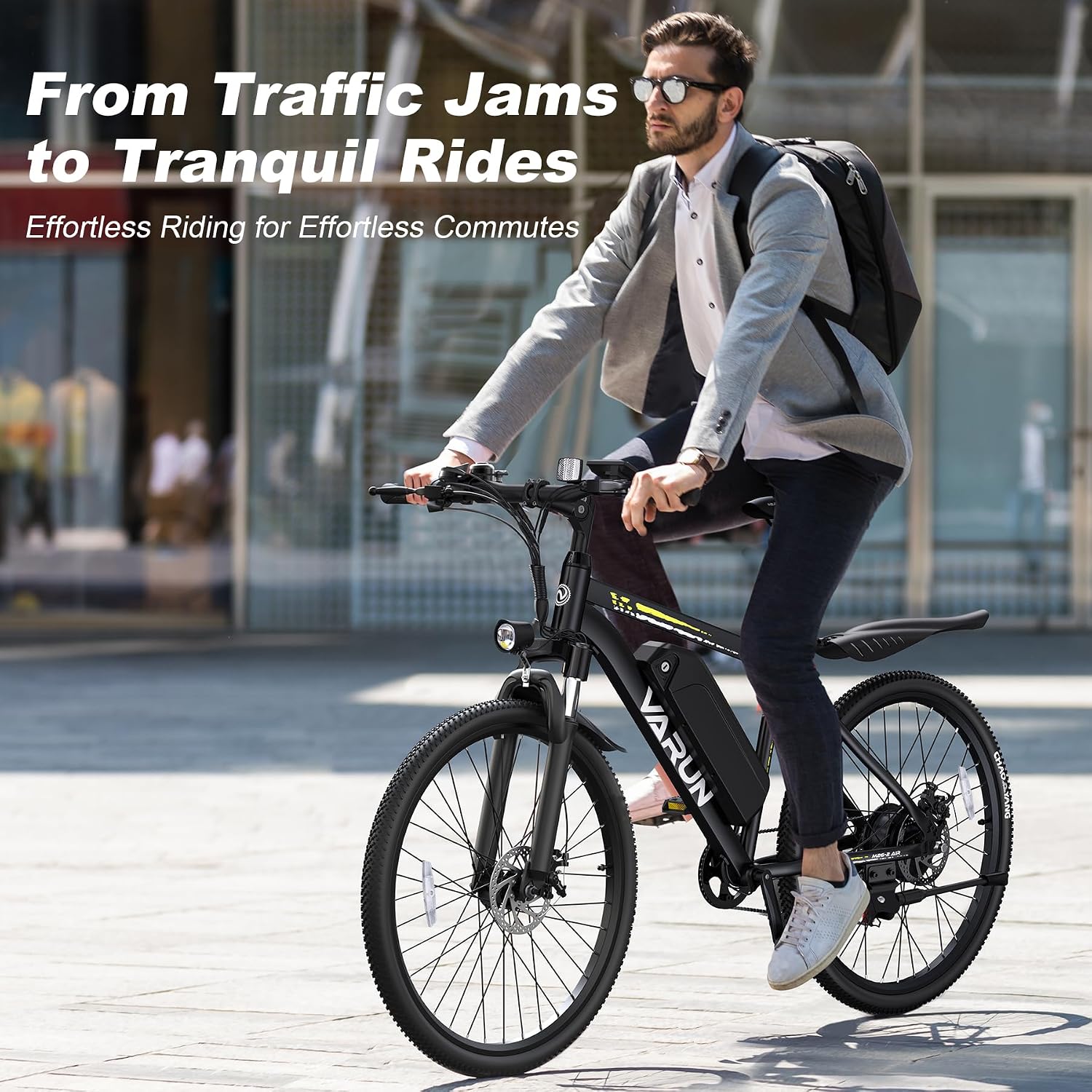VARUN Electric Bike - 500W Peak Motor, 24/26' All-Terrain E-Bike, Up to 40 Miles & 20 MPH, Removable Battery, 7-Speed, Front Suspension, Dual Disc Brakes, with Free Accessory Pack