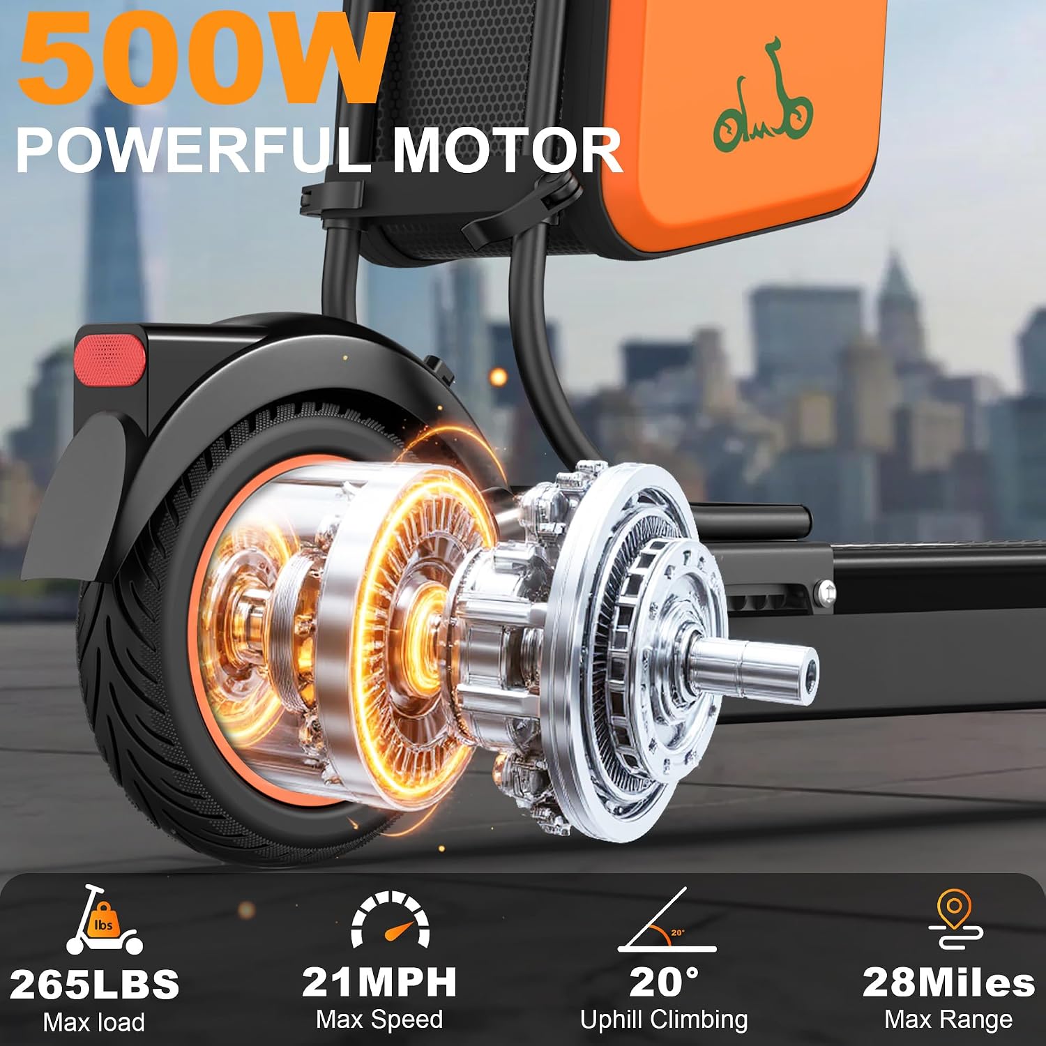 Electric Scooter, 350W-500W Motor, 19 MPH to 22MPH, 15-41 Miles Range, Dual Suspension, Dual Braking, App Control, Foldable Commuter E Scooter for Adults and Teens