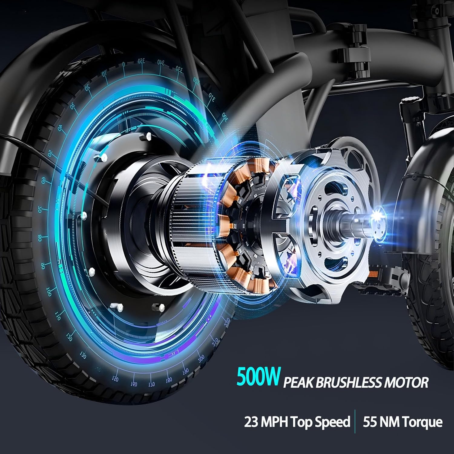 Folding Electric Bike for Adults, 500W Motor, 23MPH, 14' Mini Ebike | Pedal Assist | 30° Uphill | Shock Absorbers | 48V12AH Removable Battery | UL 2849 | Dual Disc Brake | 38 Miles PAS Range (T1)