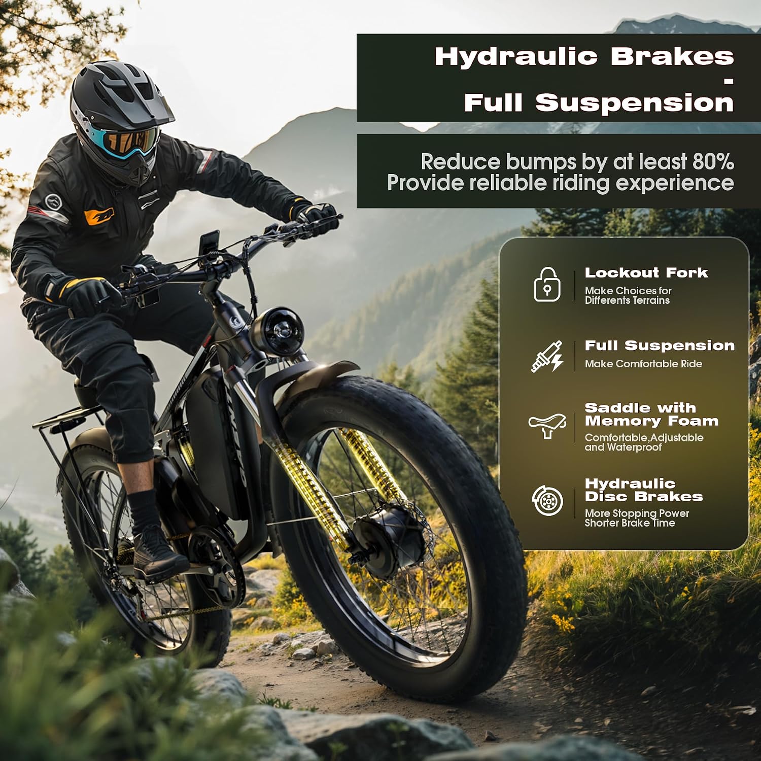 Electric Bike for Adults 9000w Peak Dual Motor Electric Bicycle 58V32Ah, 24'x4' Fat Tire Mountain E-Bike with Hydraulic Disc Brakes, Off-Road & Commuting (UL Certified)