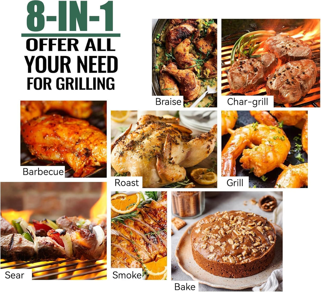 Z GRILLS Wood Pellet Grill & Smoker, 8-in-1 Outdoor BBQ Grill with PID 3.0 Controller, 697 sq in Cooking Area, 2 Meat Probes, LCD Screen, Rain Cover Included