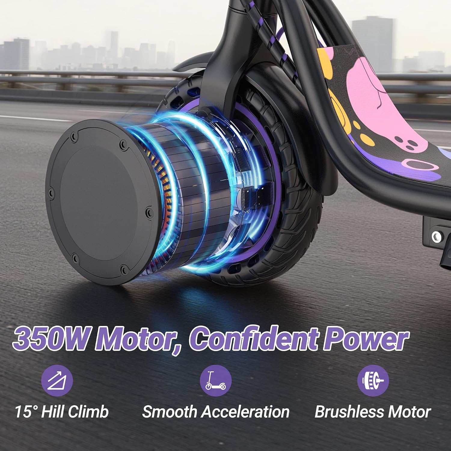 Electric Scooter, 350W-500W Motor, 19 MPH to 22MPH, 15-41 Miles Range, Dual Suspension, Dual Braking, App Control, Foldable Commuter E Scooter for Adults and Teens