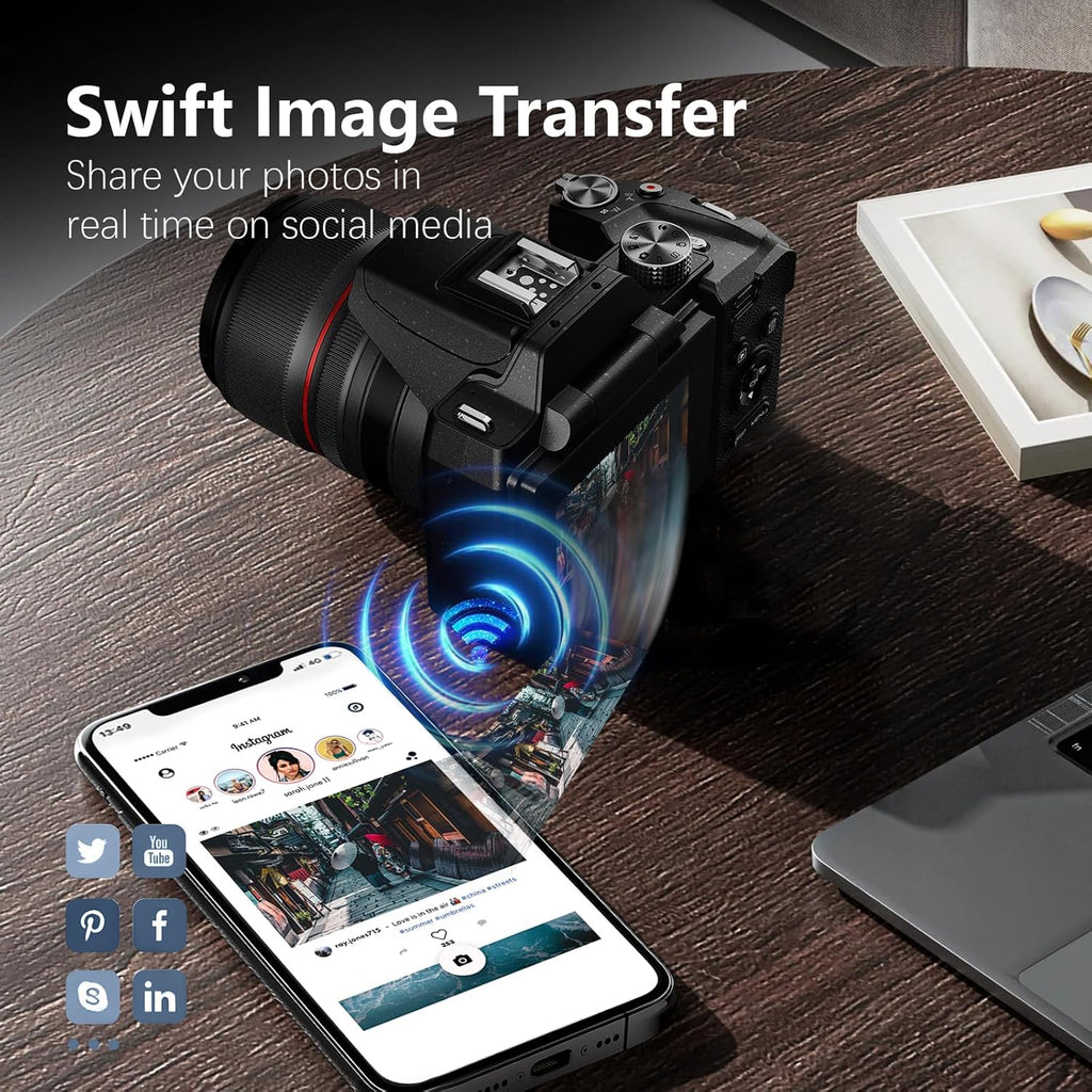 8K & 64MP Professional Cameras for Photography, 48X Zoom (16X Optical + 3X Digital) with Moon Mode, 180° Flip Screen, WiFi, Micro HDMI, 64GB Card & 2 Batteries, Digital Camera for YouTube