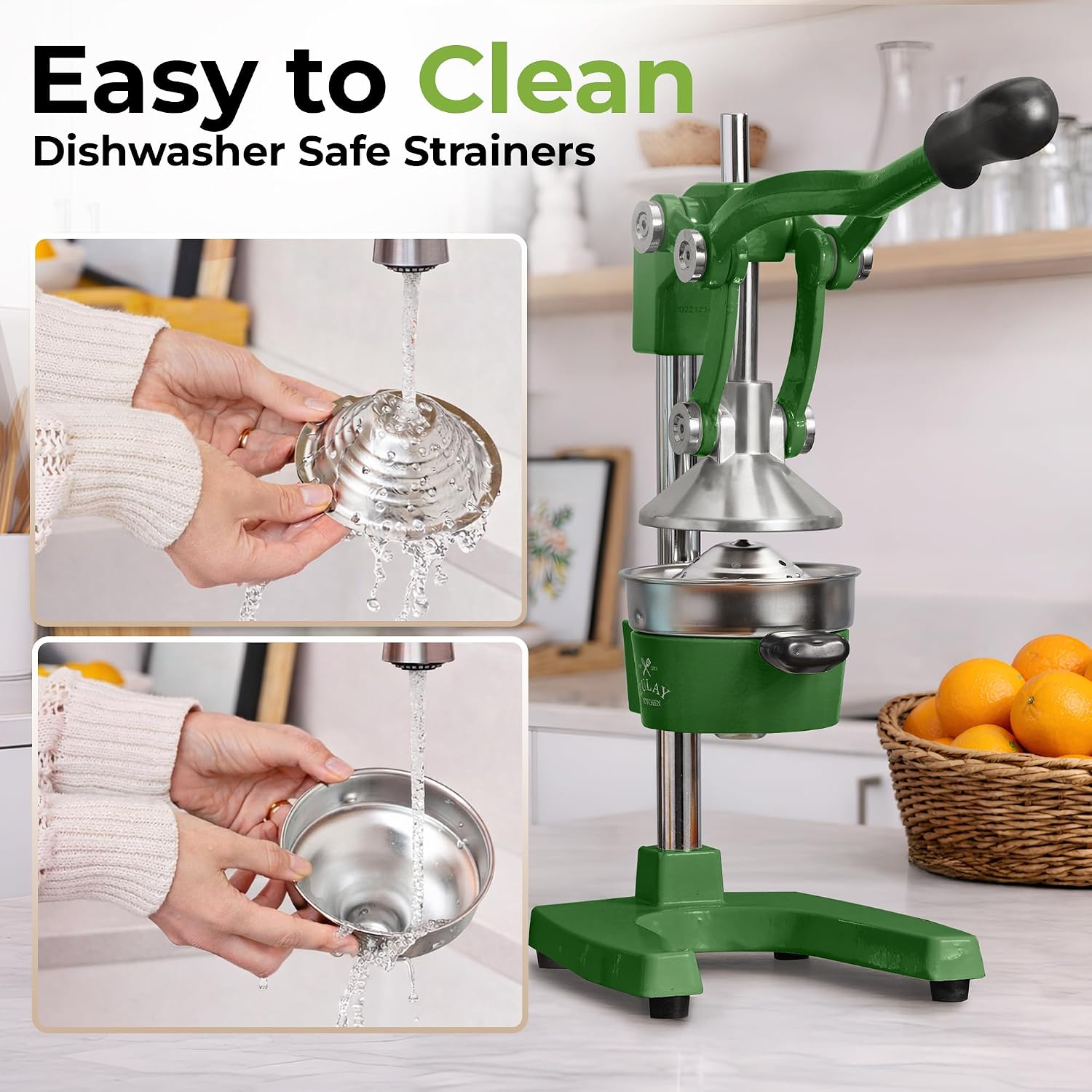 Zulay Kitchen Cast Iron Juicer - Heavy Duty Manual Juicer with Detachable Strainers for Easy Cleaning, Orange Juice Press for Citrus Fruits, Perfect for Bartenders, Juice Lovers & Health Enthusiasts