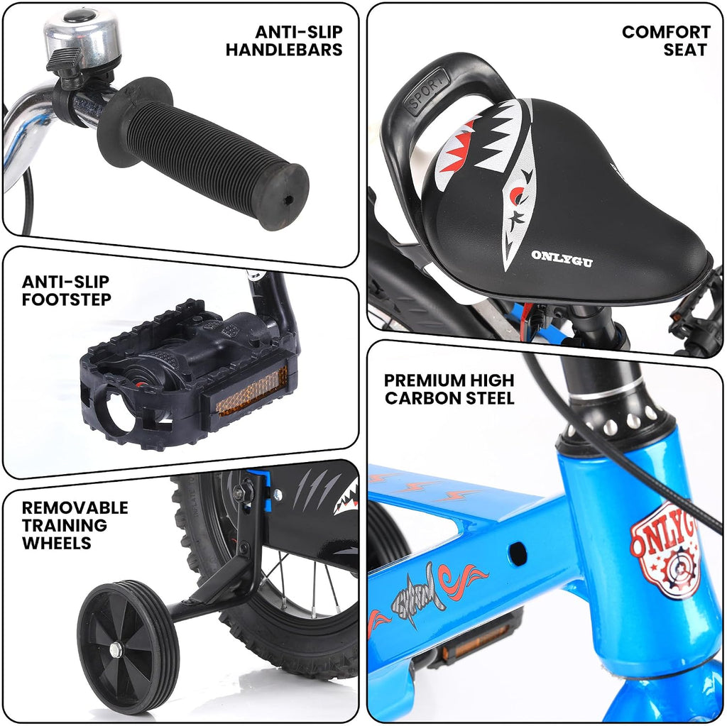 Kids Bike for Boys Ages 3-7, 14-16 Inch Bicycle with Training Wheels, Easy to Assemble, Safe Ride, Vibrant Colors, for Beginner Riders