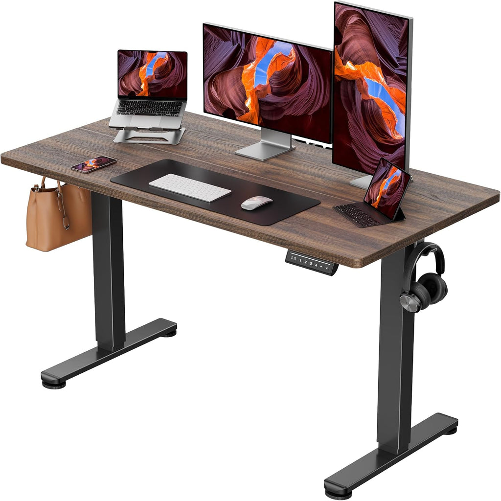 ErGear Height Adjustable Electric Standing Desk, 48 x 24 Inches Sit Stand up Desk, Memory Computer Home Office Desk, Dark Walnut