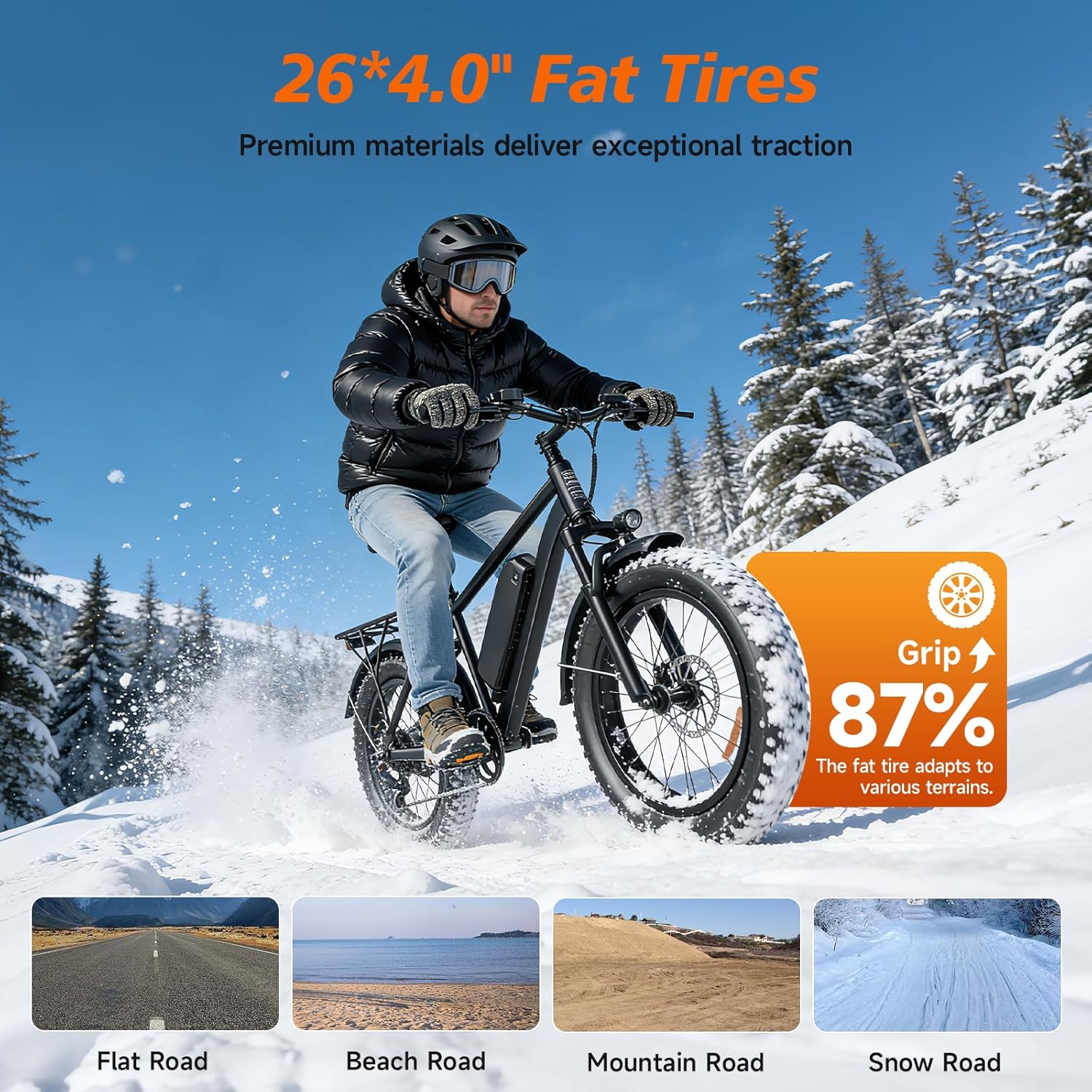 Electric Bike for Adults - 26' Ebike, 48V/7.8AH/15.6AH/25Ah Battery, 20-40MPH, Full Suspension, LCD Display, Adjustable Seat & Heavy-Duty 330lbs E-Bike