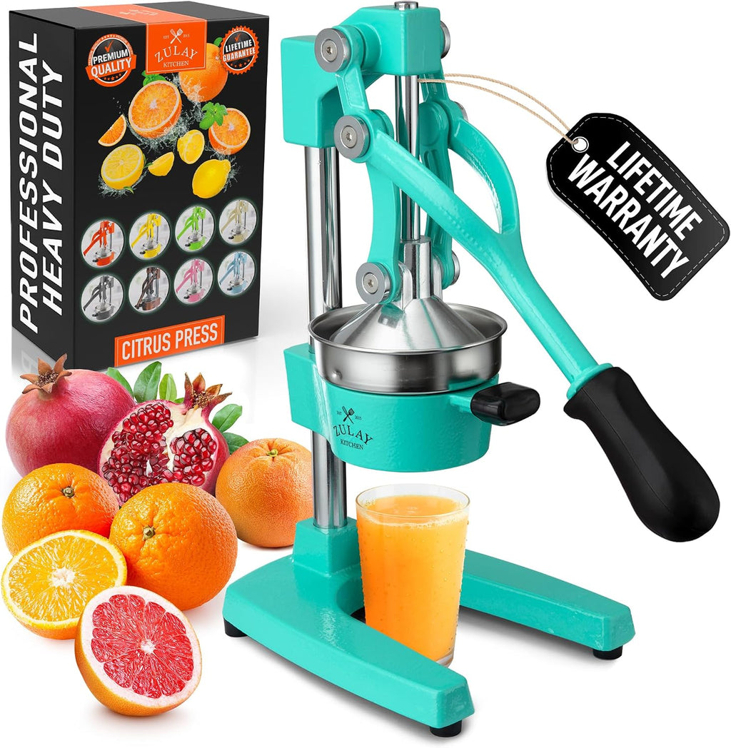 Zulay Kitchen Cast Iron Juicer - Heavy Duty Manual Juicer with Detachable Strainers for Easy Cleaning, Orange Juice Press for Citrus Fruits, Perfect for Bartenders, Juice Lovers & Health Enthusiasts