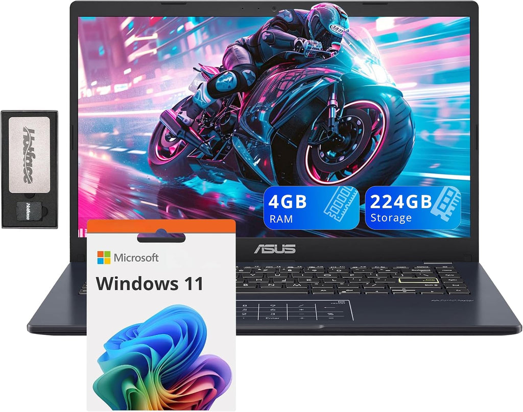 ASUS 14' FHD Laptop, Intel Pentium N6000 Processor, 4GB RAM, 224GB Storage(64GB eMMC+160GB Docking Station Set), Intel UHD Graphics, Webcam, Bluetooth, Win 11, Star Black