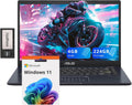 ASUS 14' FHD Laptop, Intel Pentium N6000 Processor, 4GB RAM, 224GB Storage(64GB eMMC+160GB Docking Station Set), Intel UHD Graphics, Webcam, Bluetooth, Win 11, Star Black