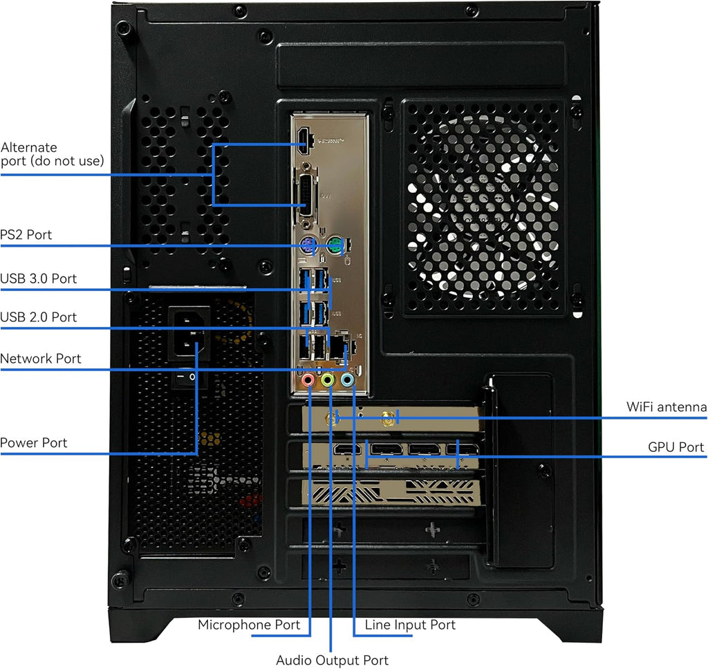 YAWYORE Gaming PC Desktop Computer, AMD Ryzen 7 5700X, GeForce RTX 5060, 32GB DDR4 RAM, 1TB M.2 NVMe SSD, 240 Liquid Cooler, ARGB Fans, WiFi+BT, for Game Design and Office