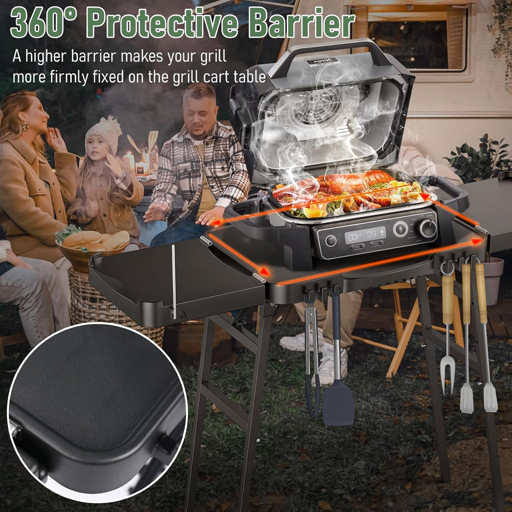 26'/30'/34' Portable Outdoor Grill Stand for Ninja Woodfire Outdoor Grill(OG701 OG850 OG951 OO101 Series), 51in Large Space, Upgrade Height & Quick-Fold Stand for Blackstone Griddle/Onni Pizza Oven