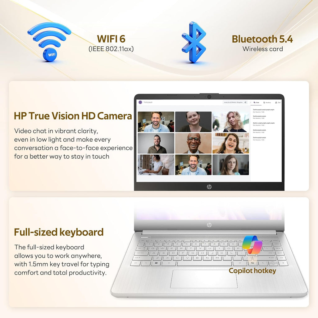 HP Stream 14' Laptop with AI Copilot, Flagship for Students & Business, 13th Gen Intel 4-Core, 4GB RAM, 256GB Storage (128GB UFS + 128GB Docking Station), Office 365 1-Year, Win 11 S, Natural Silver