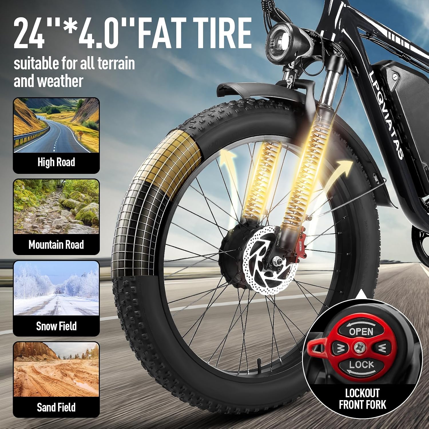 9000W-Peak-Dual-Motor-Ebike for Adults with 52V 34Ah 1768Wh Battery, 42-46MPH Full Suspension Electric Bike, 24'*4.0' Men Adult Fat Tire Mountain Snow Sand AWD Electric Bicycle Commuter