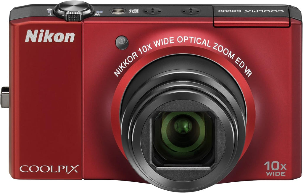 Nikon Coolpix S8000 14.2 MP Digital Camera with 10x Optical Vibration Reduction (VR) Zoom and 3.0-Inch LCD (Red)