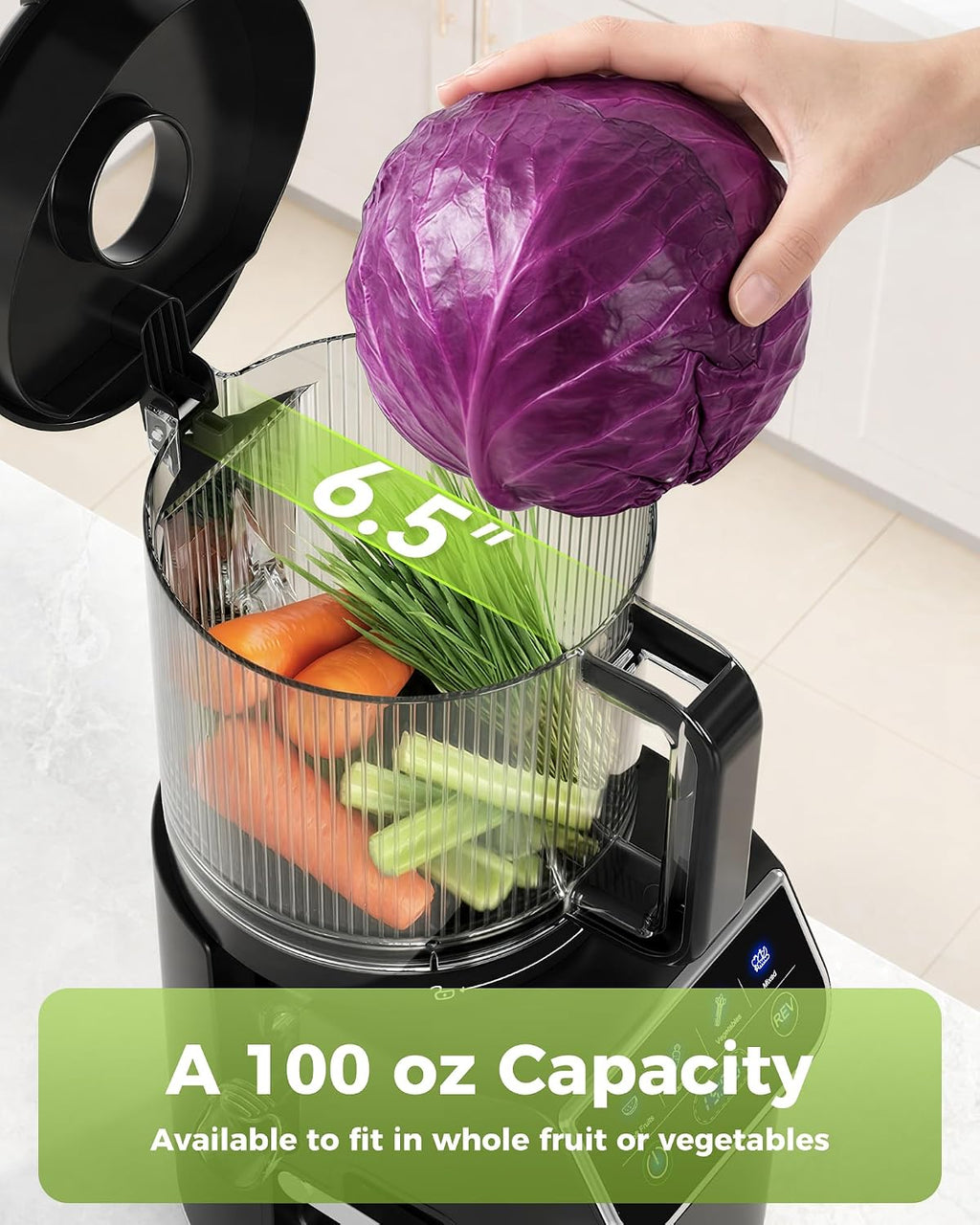 TUUMIIST 3-in-1 Cold Press Juicer Machine, Smart Touch Masticating Juicers for Whole Fruit & Vegetable, 6.5' Wide Chute Slow Juicer for Nut Milk & Sorbet, High Yield, 100oz Large Capacity, Easy Clean