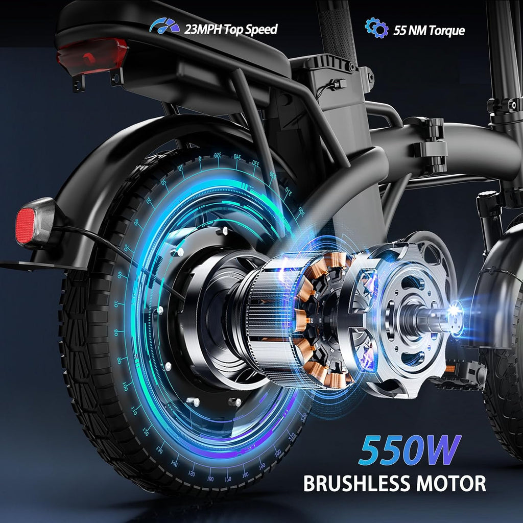 550W Electric Mountain Bike for Adults, 48V 12Ah EBike Climbs 25° Slopes, 23MPH Max Speed Fat Tire Electric Bicycle, 40 Miles Range, UL Certified Off-Road E-Bike