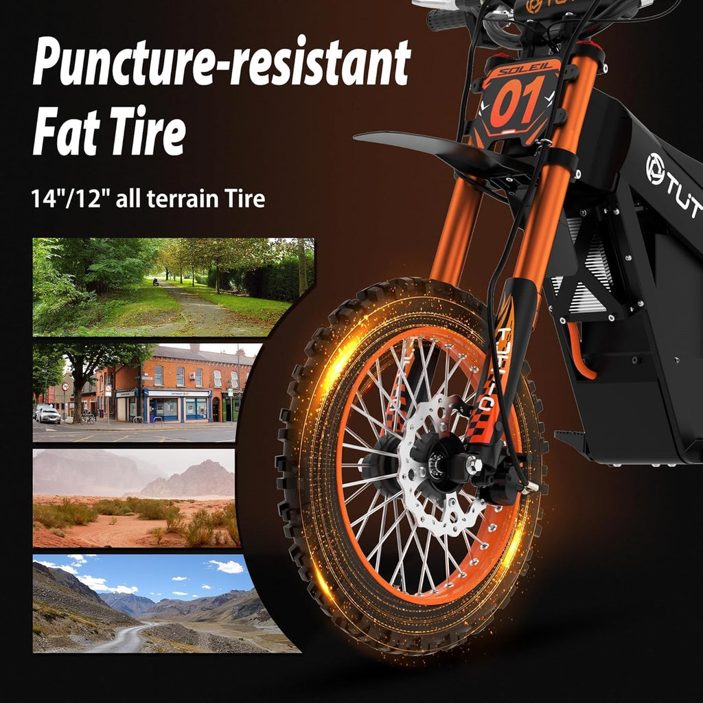 Tuttio Electric Dirt Bike Teens Adults 2000W/3000W 220NM 37MPH Electric Bike 48V 21AH Removable Battery with Hydraulic Brakes (21AH Dirt Bike)