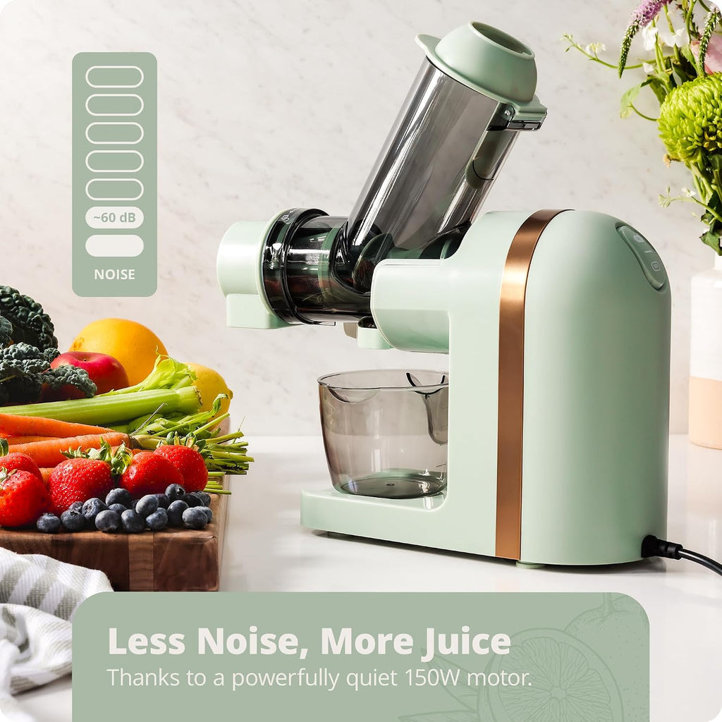Greater Goods Cold Press Juicer, Powerful Slow Masticating Juice Extractor with Quiet Motor for Fruits and Vegetables, High Juice Yield, Easy to Clean, Sage Green