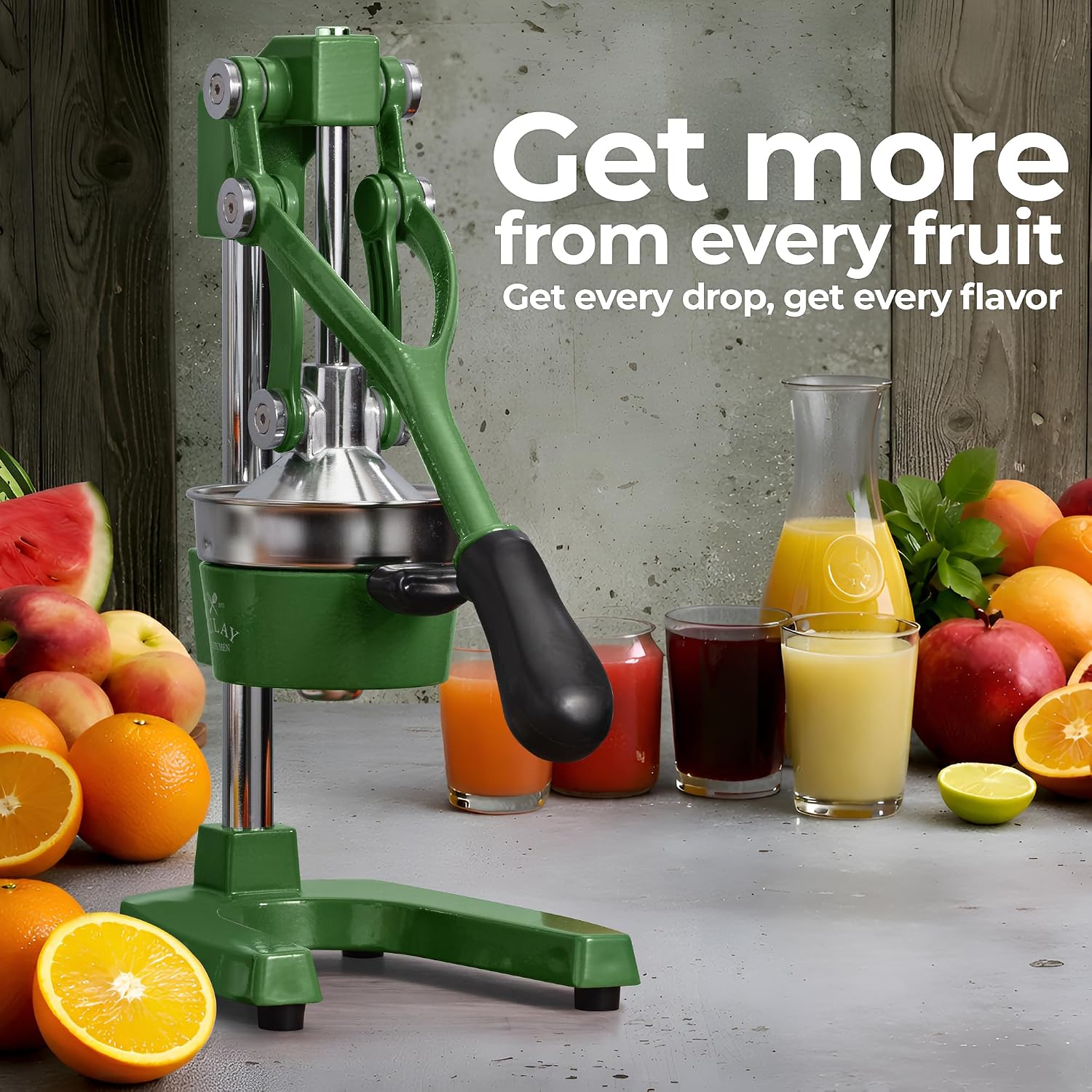Zulay Kitchen Cast Iron Juicer - Heavy Duty Manual Juicer with Detachable Strainers for Easy Cleaning, Orange Juice Press for Citrus Fruits, Perfect for Bartenders, Juice Lovers & Health Enthusiasts