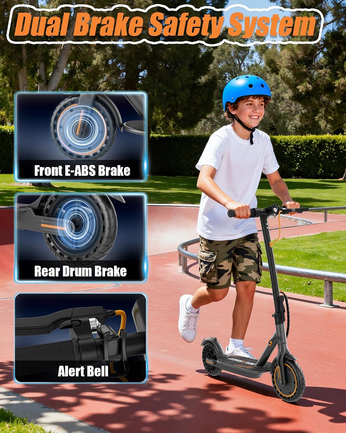 Maxshot Electric Scooter, 8.5' /10' /14' Tire, 16/19/22 Mph Top Speed, 12/16/21/27/28/49/50 Miles Long Range, Folding Escooter for Adults and Kids with Seat Bag, Dual Braking, Dual Suspension, App