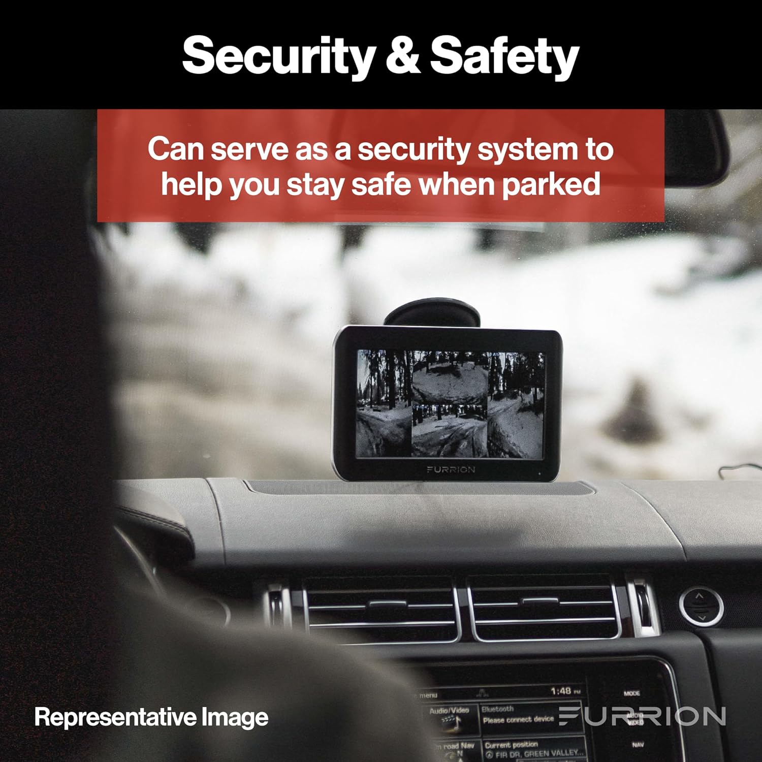 Furrion Vision S Wireless RV Backup Camera System with 4.3-Inch Monitor, 1 Rear Sharkfin, Infrared Night Vision, Wide-Angle View, Hi-Res, IP65 Waterproof, Motion Detection, Microphone - FOS43TASF