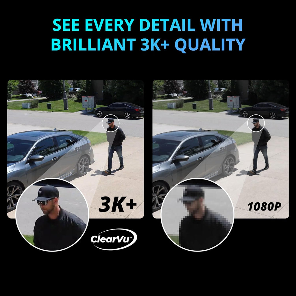 Defender AI Powered Guard Pro 3K Plus Dual Lens PTZ WiFi 6/Bluetooth Plug-in Power Security Camera, Human/Vehicle Detection, AI Auto-Tracking, Night Vision, Works w/Guard App, 4 Pack