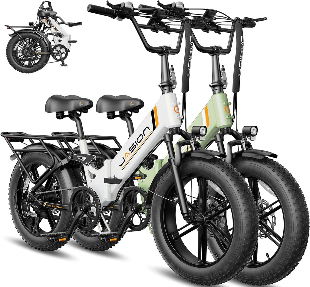 Jasion X-Hunter ST Foldable Electric Bike, 20' Fat Tire, 71Miles & 30+MPH Ebike, 1400W Peak Motor, 624WH Removable Battery, Full Suspension E-Bike for Adult, Step-Thru & Hydraulic Disc Brakes Bicycles