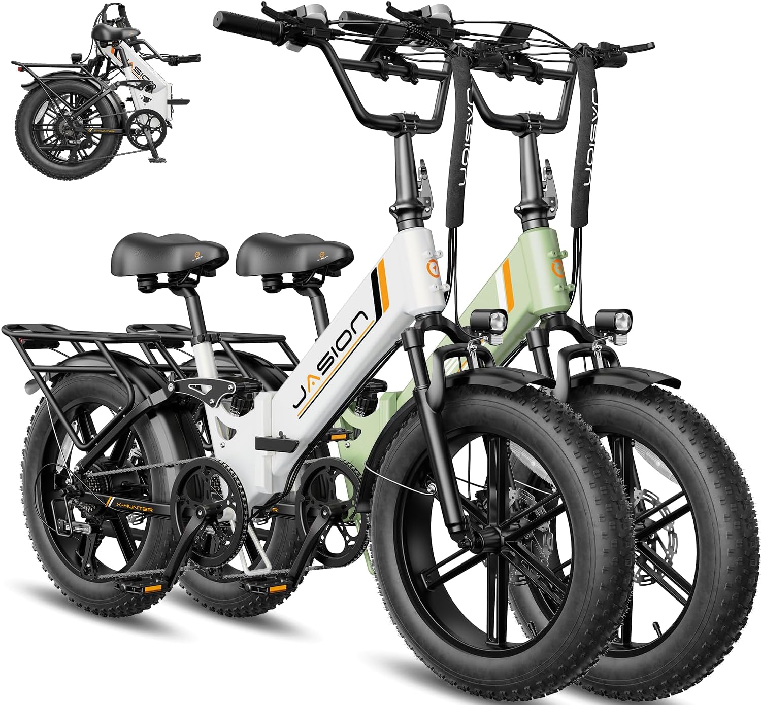 Jasion X-Hunter ST Foldable Electric Bike, 20' Fat Tire, 71Miles & 30+MPH Ebike, 1400W Peak Motor, 624WH Removable Battery, Full Suspension E-Bike for Adult, Step-Thru & Hydraulic Disc Brakes Bicycles