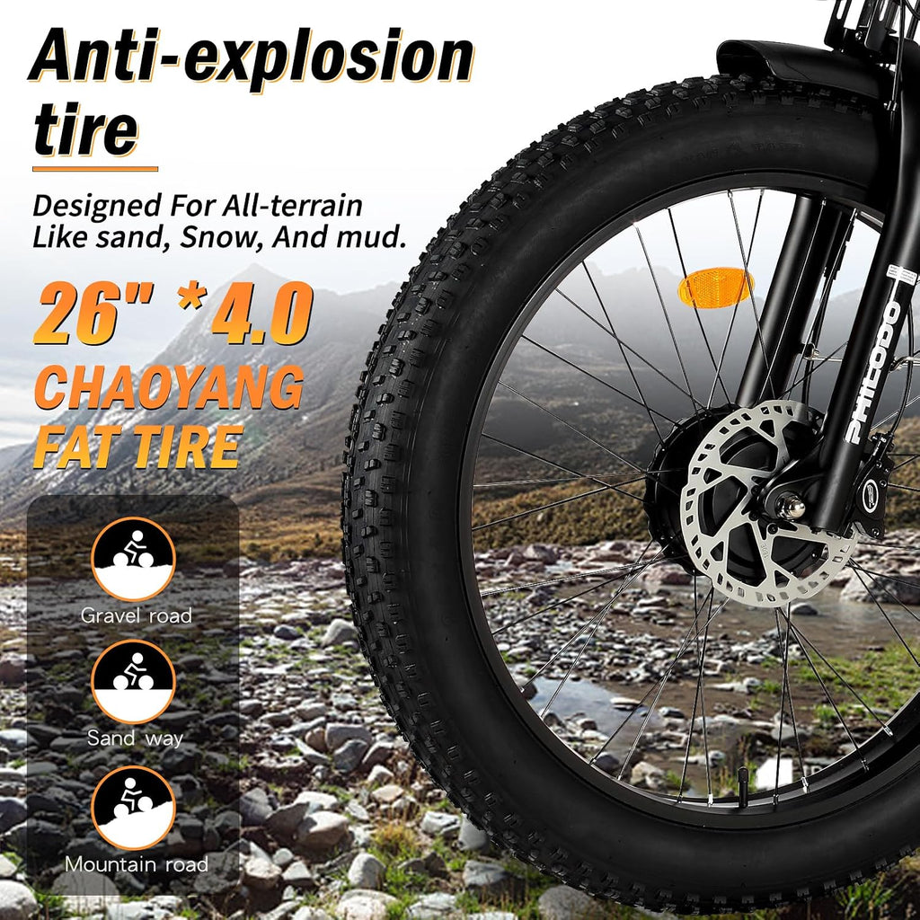 5000w Dual Motor Electric Bicycles, 60V Battery E-Bike with 45 MiIe P-Hour Electric Bike for Adults, 26 Fat Tire Hunting Ebike for All Terrain, Full Suspension Electric Ebike