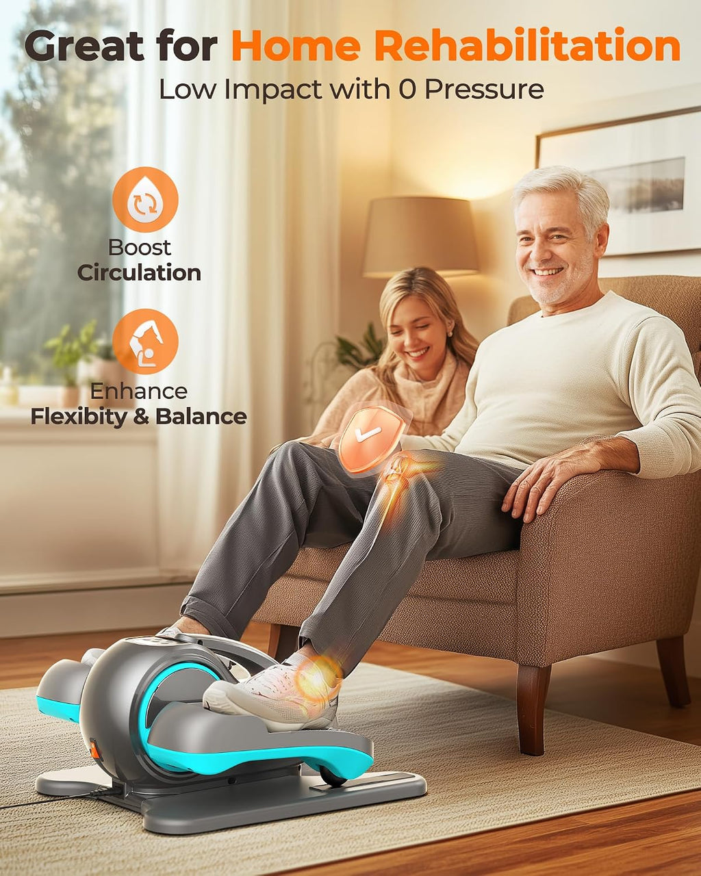 YOSUDA Under Desk Elliptical,Elliptical for Seniors Fully Assembled,Quiet & Portable Electric Seated Pedal Exerciser with 10 Level Resistances & Speeds,Remote Control