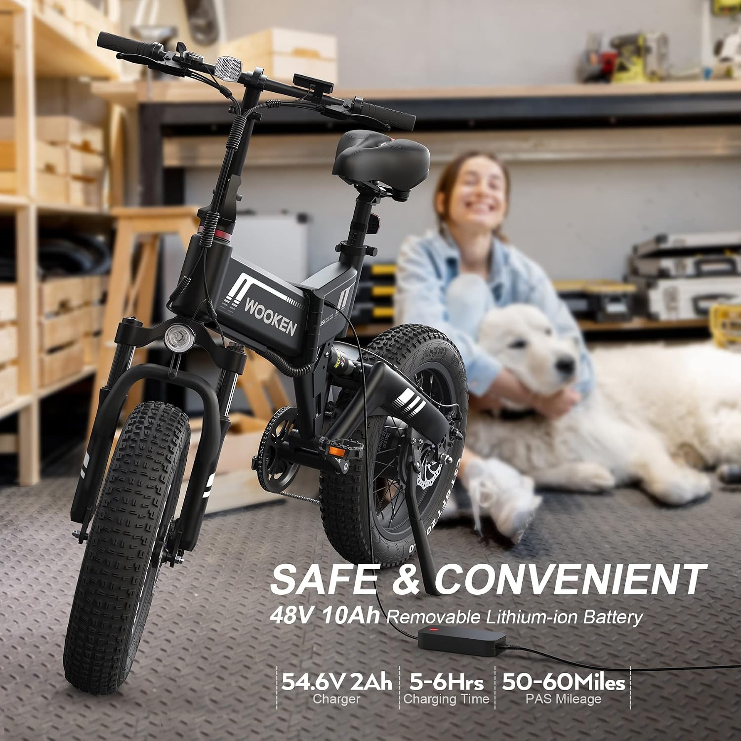TotGuard Electric Bike,20' Electric Bike for Adults 500W Brushless Motor, 19.8MPH Fat Tire Ebike,Foldable Adult Electric Bicycles with 48V 10Ah Removable Battery,7-Speed,SGS Certified to UL 2849