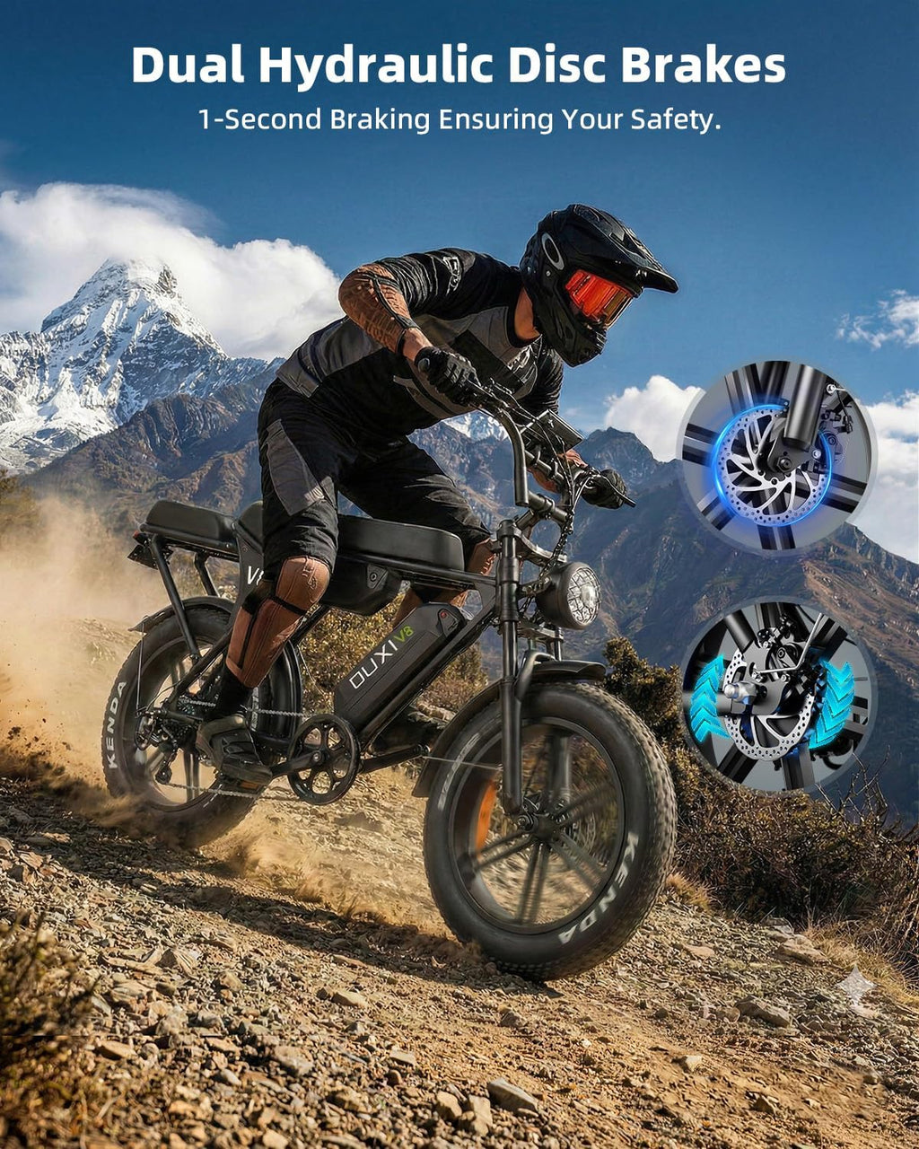 OUXI V8 Series Electric Bike for Adults, Peak 500W/1000W,20/31 MPH, 10.4/15/30 AH Removable Battery, 16''/20' Fat Tire Electric Bike,7-Speed Gear Electric Bicycles,Ebike Moped for Commuting & Off-Road