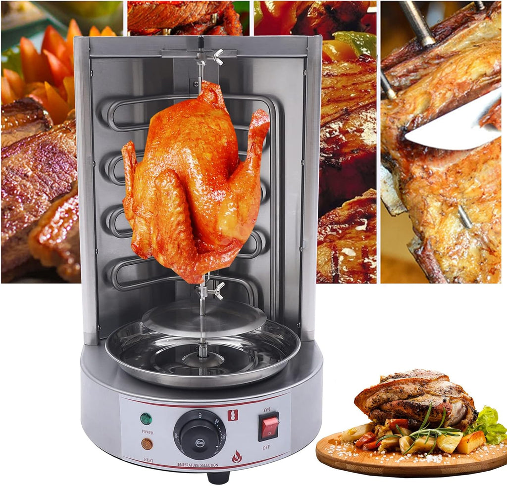 Electric Vertical Broiler Rotating Rotisserie Oven Shawarma Gyros Grill 50-300℃ BBQ