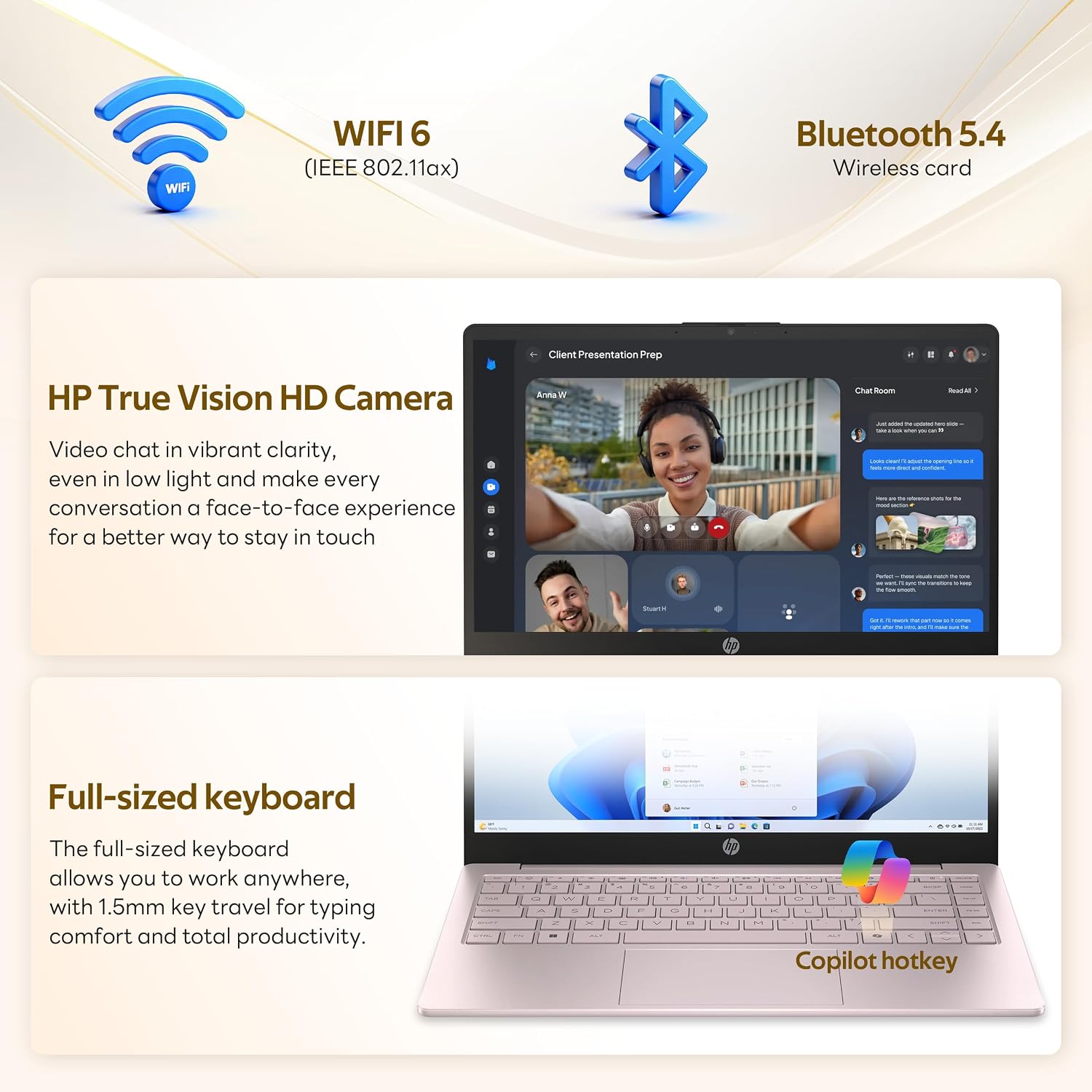HP Flagship 14' HD Student&Business Laptop with AI Copilot, 13th Gen Intel 4-Core, 4GB RAM, 1.12TB Storage (128GB UFS + 1TB Docking Station), 1 Year Office 365, Wi-Fi 6, Win 11 S, Tranquil Pink